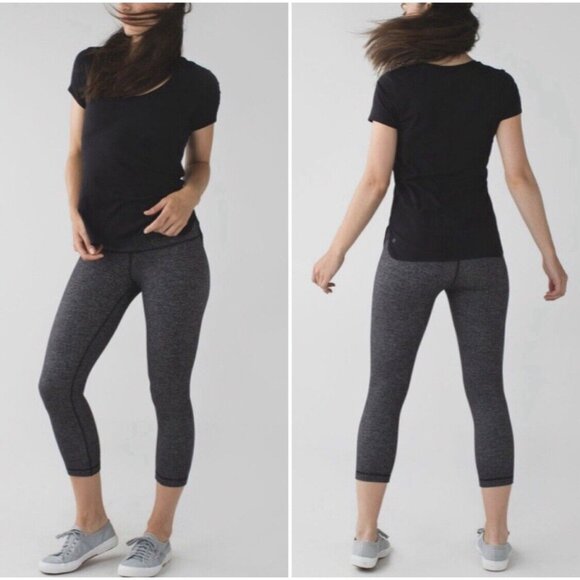 Lululemon Wunder Under Crop (Hi-Rise) *21" Heathered Herringbone Size 4 - Picture 1 of 8